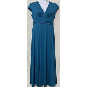 Anrabess Teal Blue Maxi Dress Womens L Short Sleeve